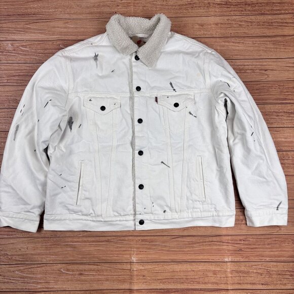Levi's Other - Levis Mens Vintage Fit White Sherpa-Lined Trucker Jacket Size Large.